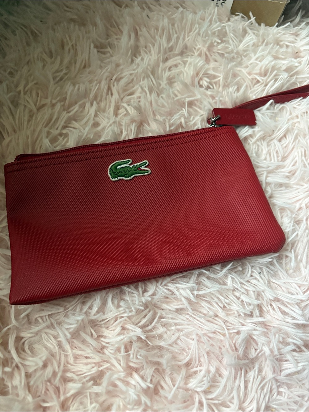 Lacoste red wristlet Womens Clutch Logo Bag